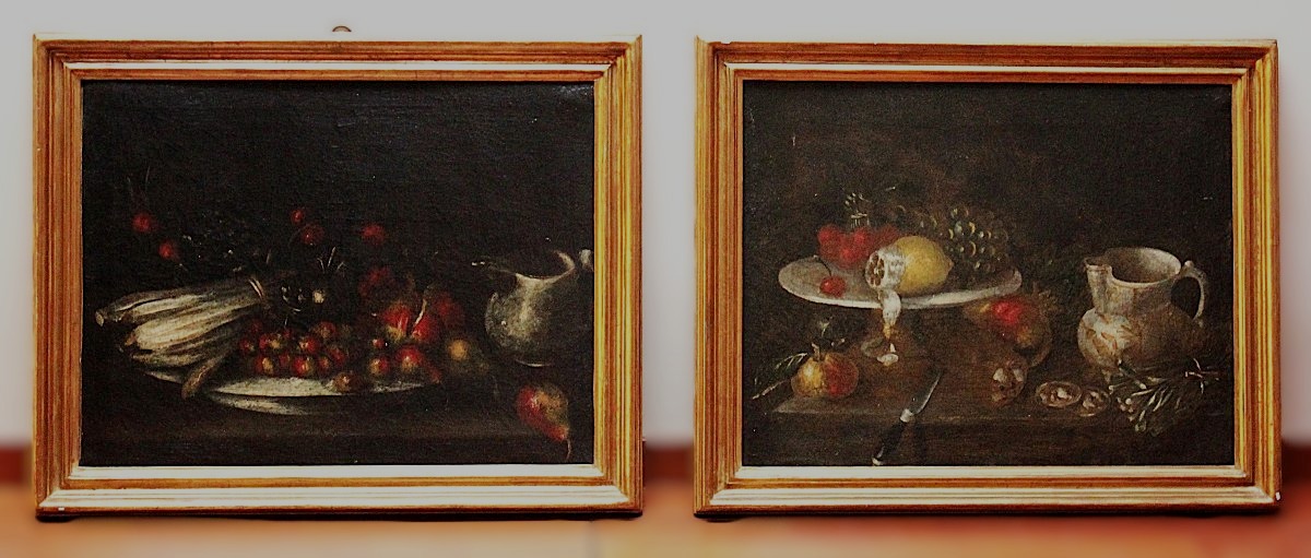 Pair Of Still Lifes With Fruit And Tableware | 17th-century Italian School, Oil On Canvas