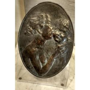 Robert Greter (1885- 1918) - Bas-relief - Bronze Plaque With Dark Patina, Mounted On Plexiglass