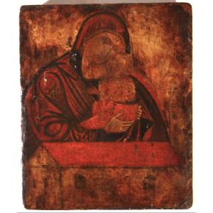 Madonna Of Tenderness, Byzantine Icon Painted On Wood 16th-17th Century.