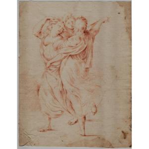 Trois Grâces | Dessin à La Sanguine - Antonio Consetti (modène, 1686 - Modène, 1766) Attribué  