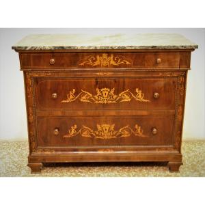 Commode Sicilienne, Marquetée Et Plaquée En Noyer, XIXe Siècle