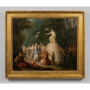 French School, ‘homage To Venus And Cupid In An Arcadian Landscape’, Oil On Canvas.
