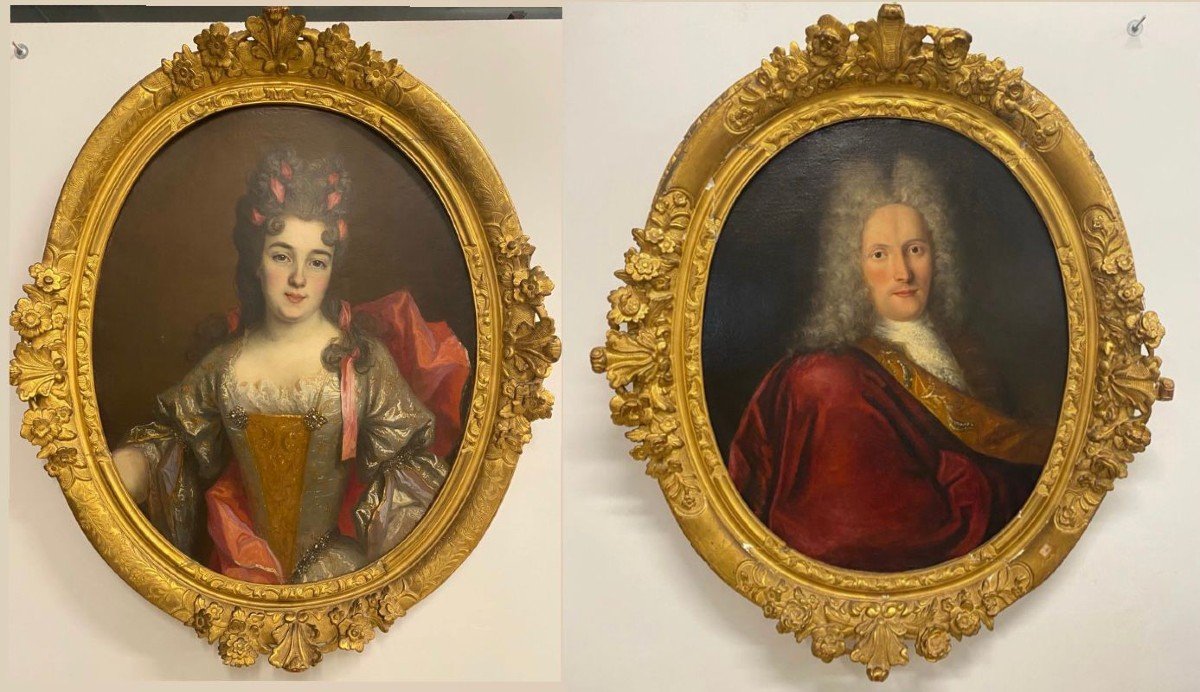 Pair Of Paintings Depicting Nobles Attributable To Nicolas De Largillierre (paris 1656/1746)