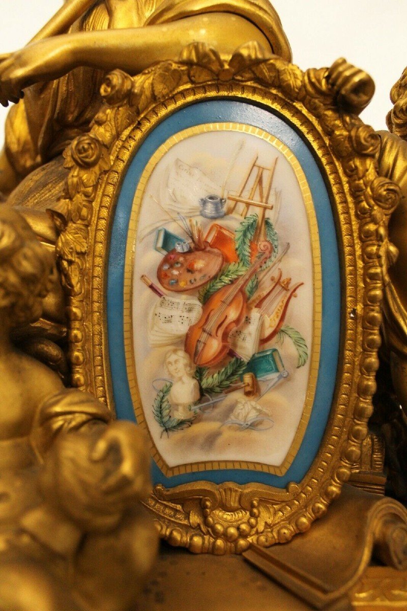 Montre Dorée Avec Plaques Sèvres, France, XIXe Siècle.-photo-3