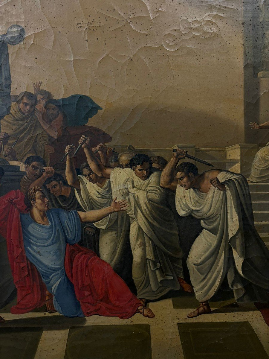 Antonio Fedi  1771 - 1843, Firenze     Huile sur toile représentant la mort de César-photo-3