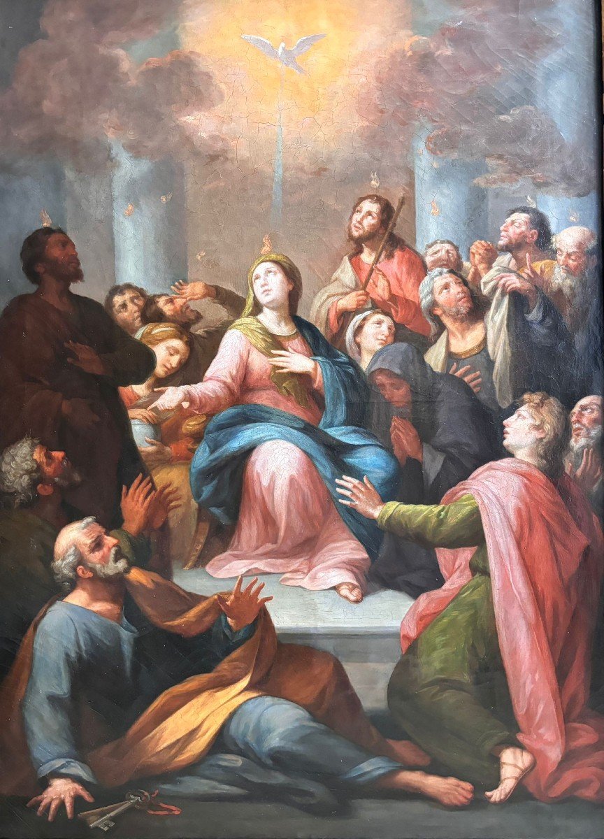 Huile sur toile représentant la Pentecôte-photo-4