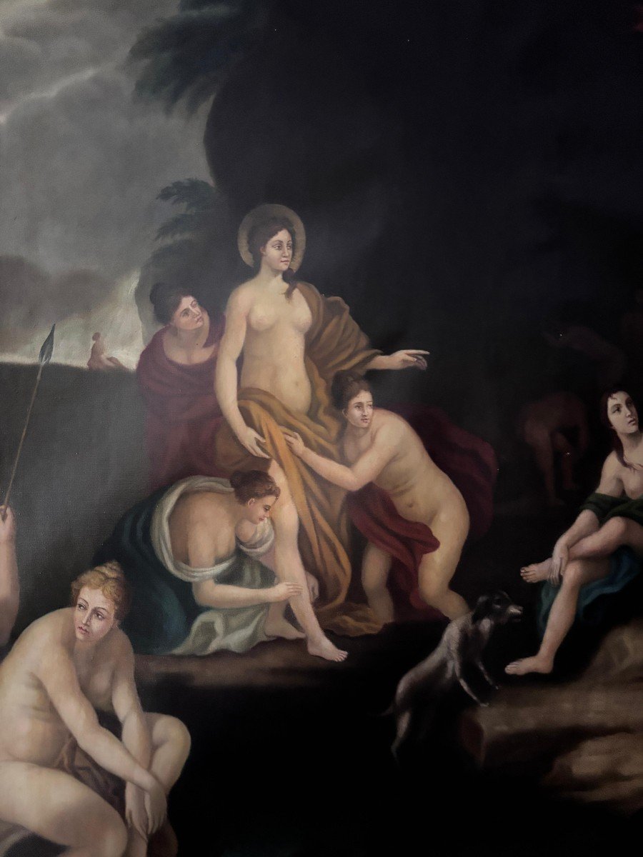 Grande Peinture à l'Huile Sur Toile, seconde moitié du 19ème siècle-photo-4