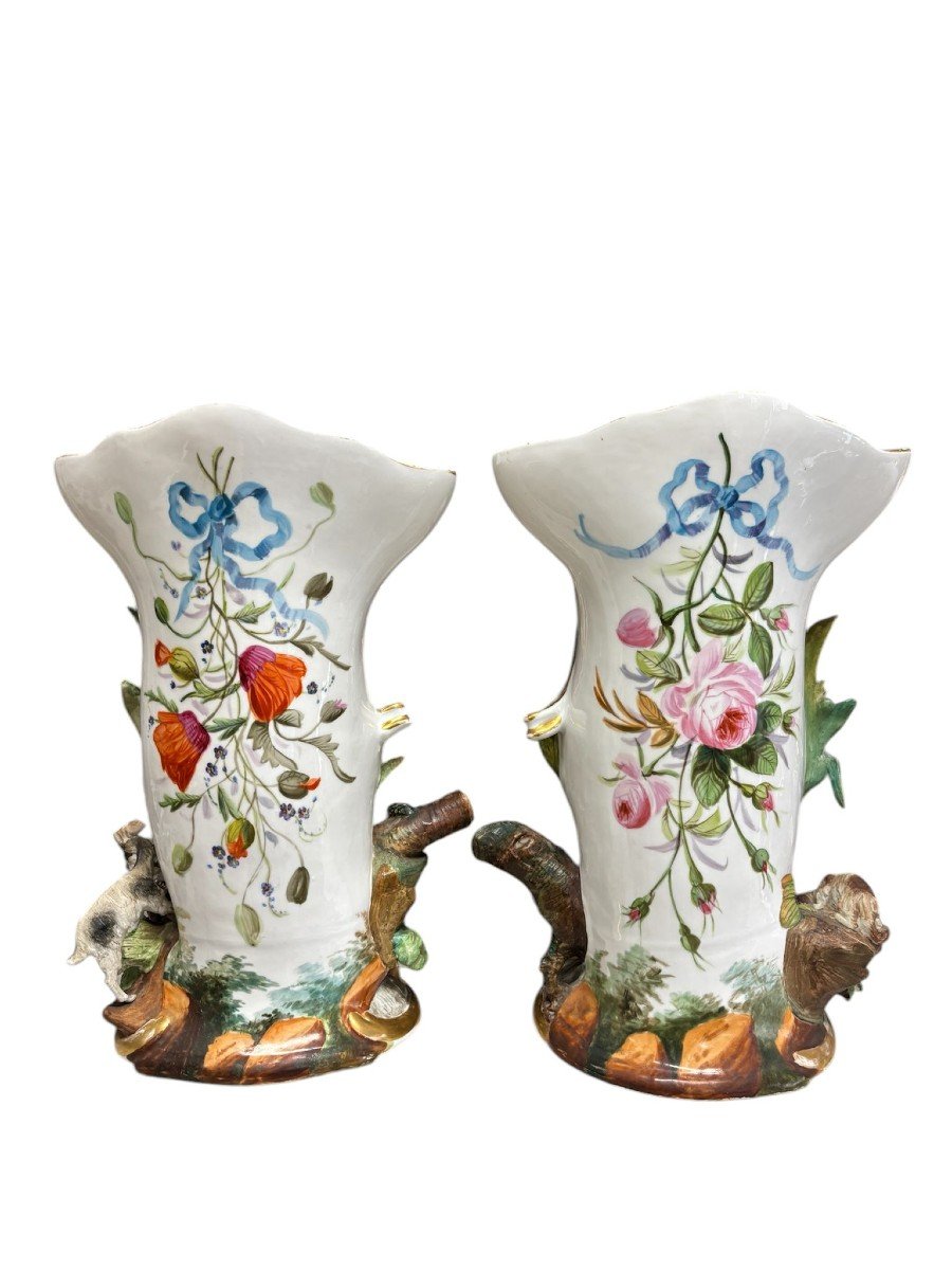 Pair Of Large Vases From Old Paris, France 1830-1860.-photo-1