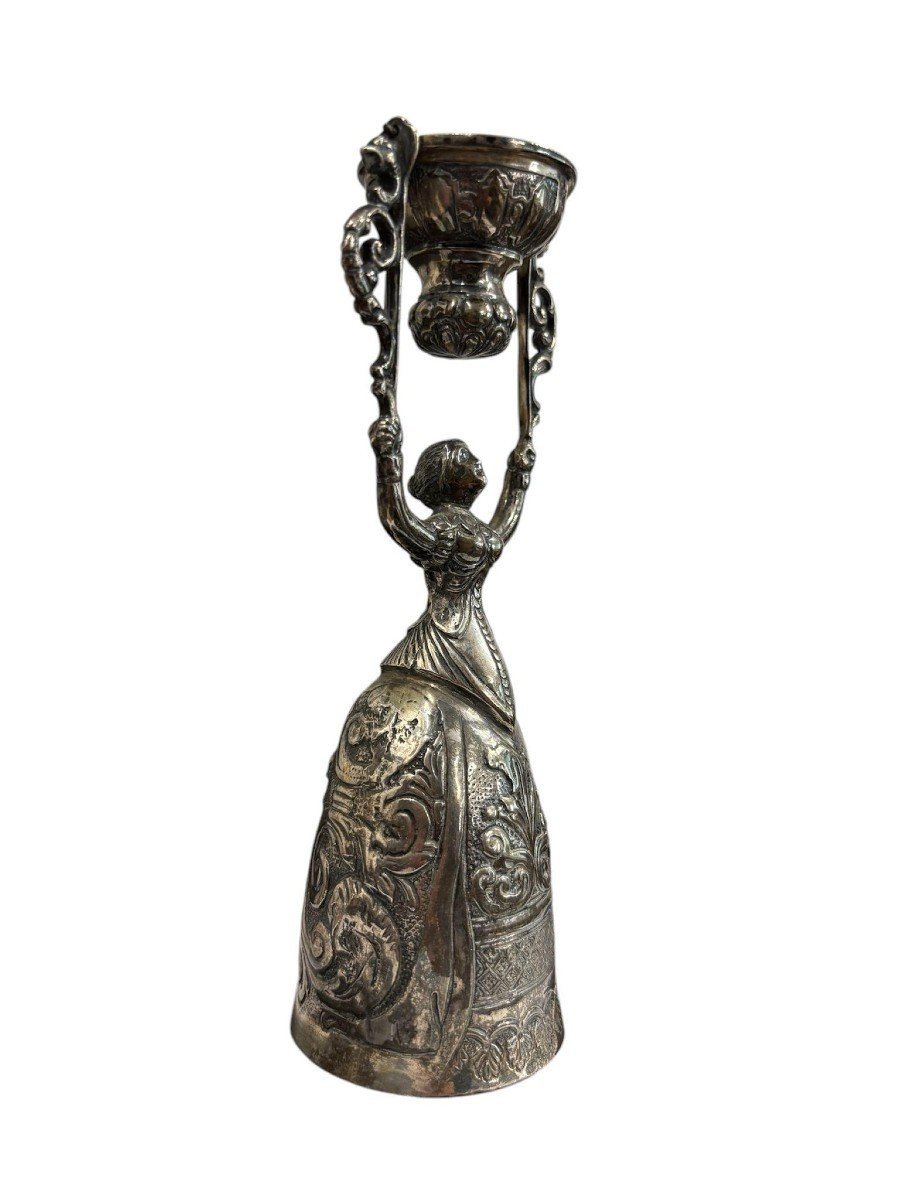 Coupe De Mariage Allemande En Argent De Style Baroque, XIXe Siècle-photo-2