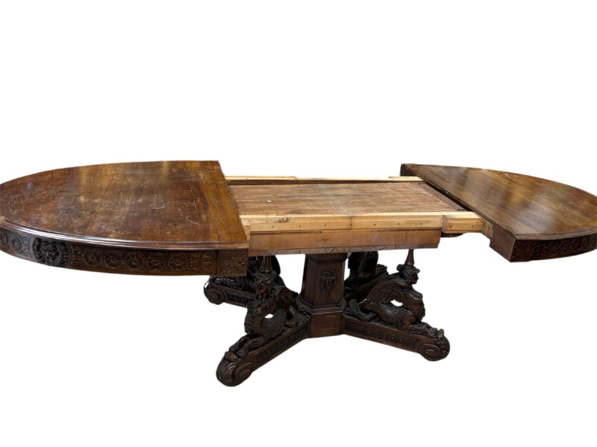 Important Extendable Dining Table Sicily Second Half Of The 19th Century-photo-2