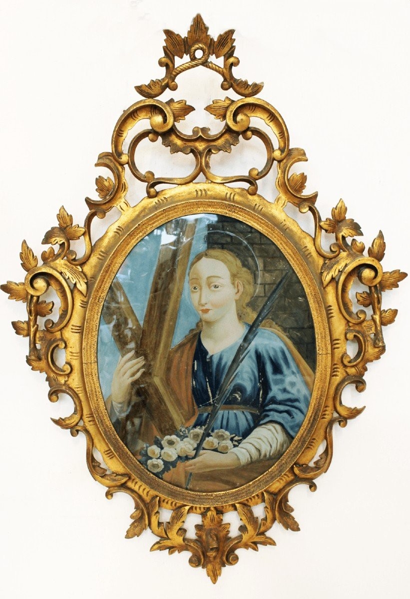 Santa Barbara, Peinture Sur Verre.