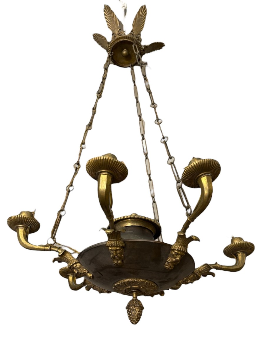Lampadaire En Bronze, Style Impero.