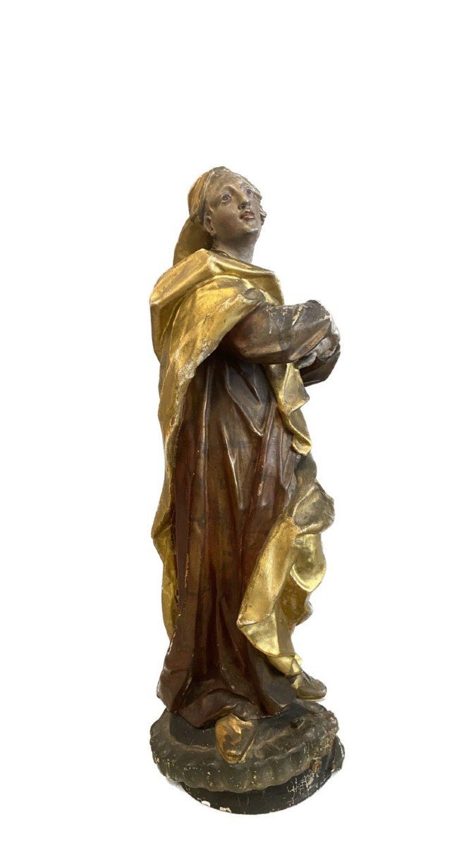 Sculpture En Bois Polychrome Sicile XVII-photo-2