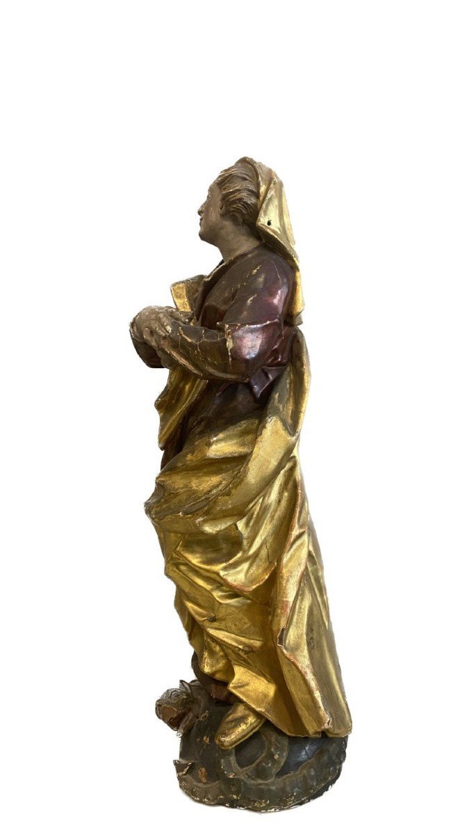 Sculpture En Bois Polychrome Sicile XVII-photo-3