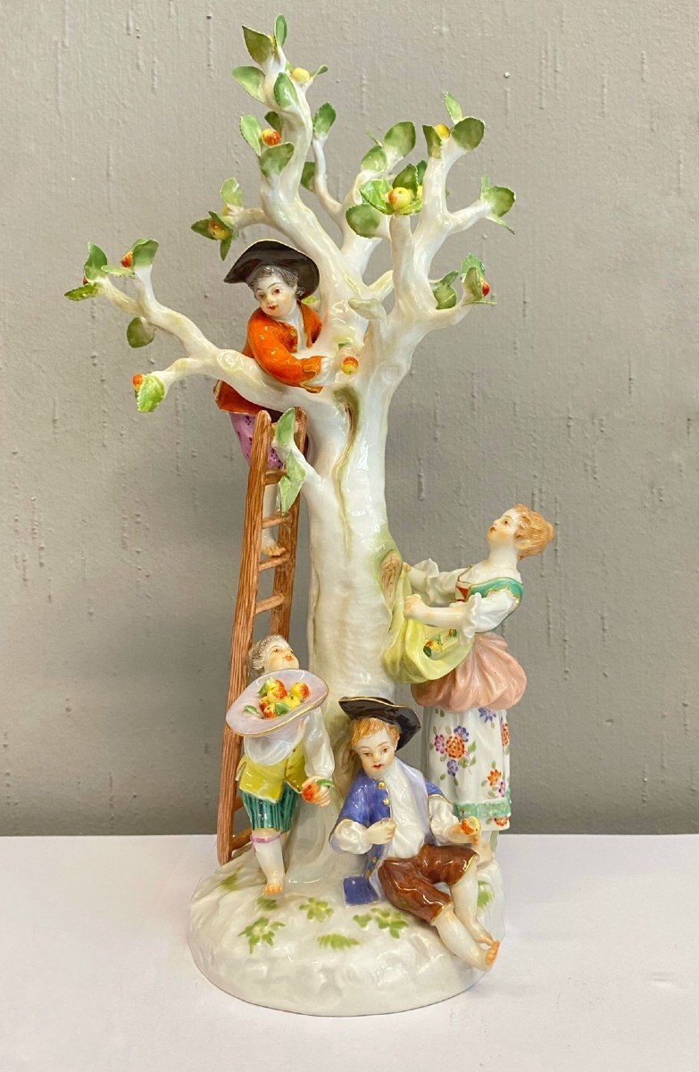 Meissen Porcelain Group Depicting Apple Harvesting