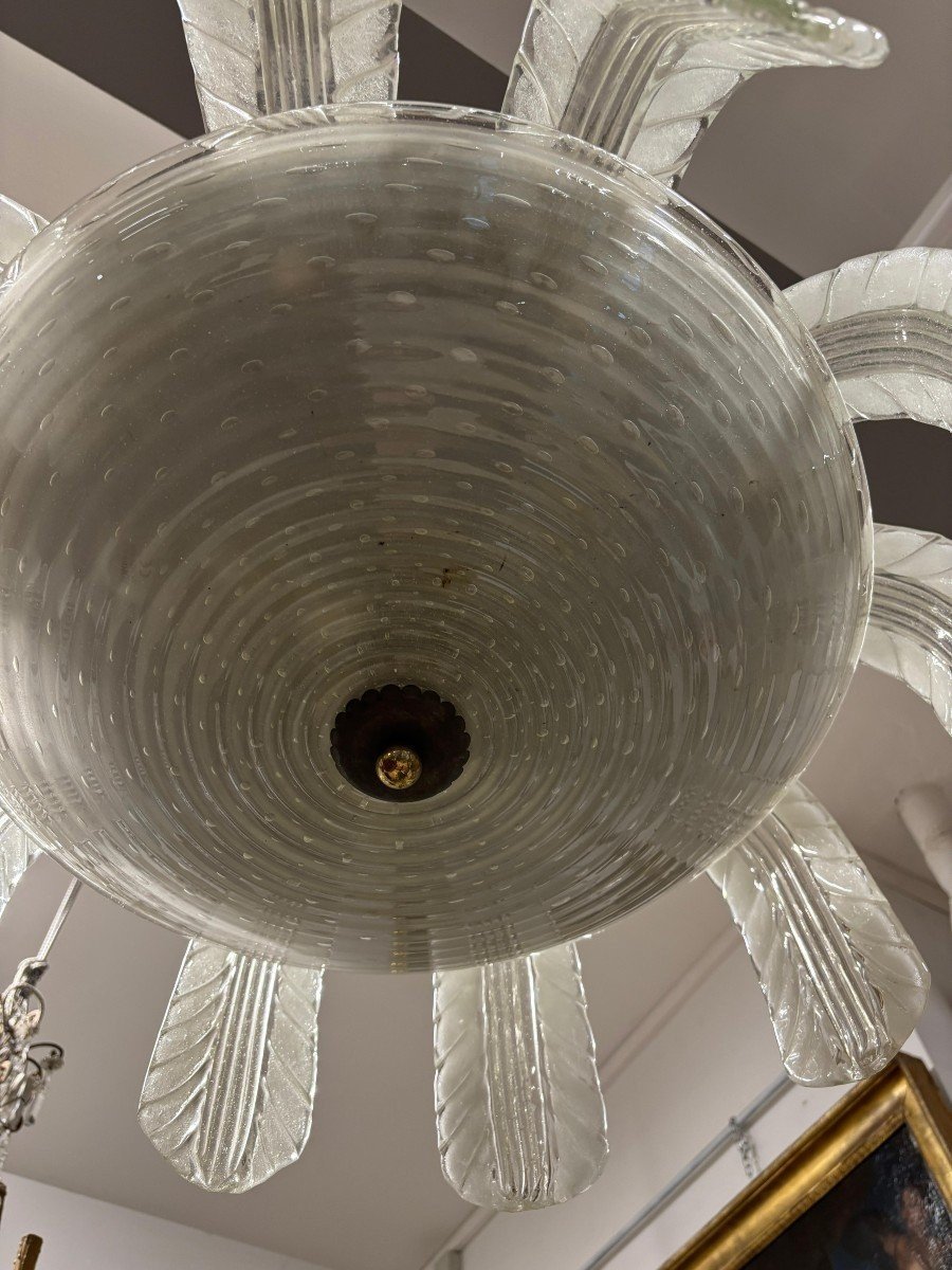 Barovier E Toso Chandelier In Murano Glass And Brass, 1930, Italy-photo-2
