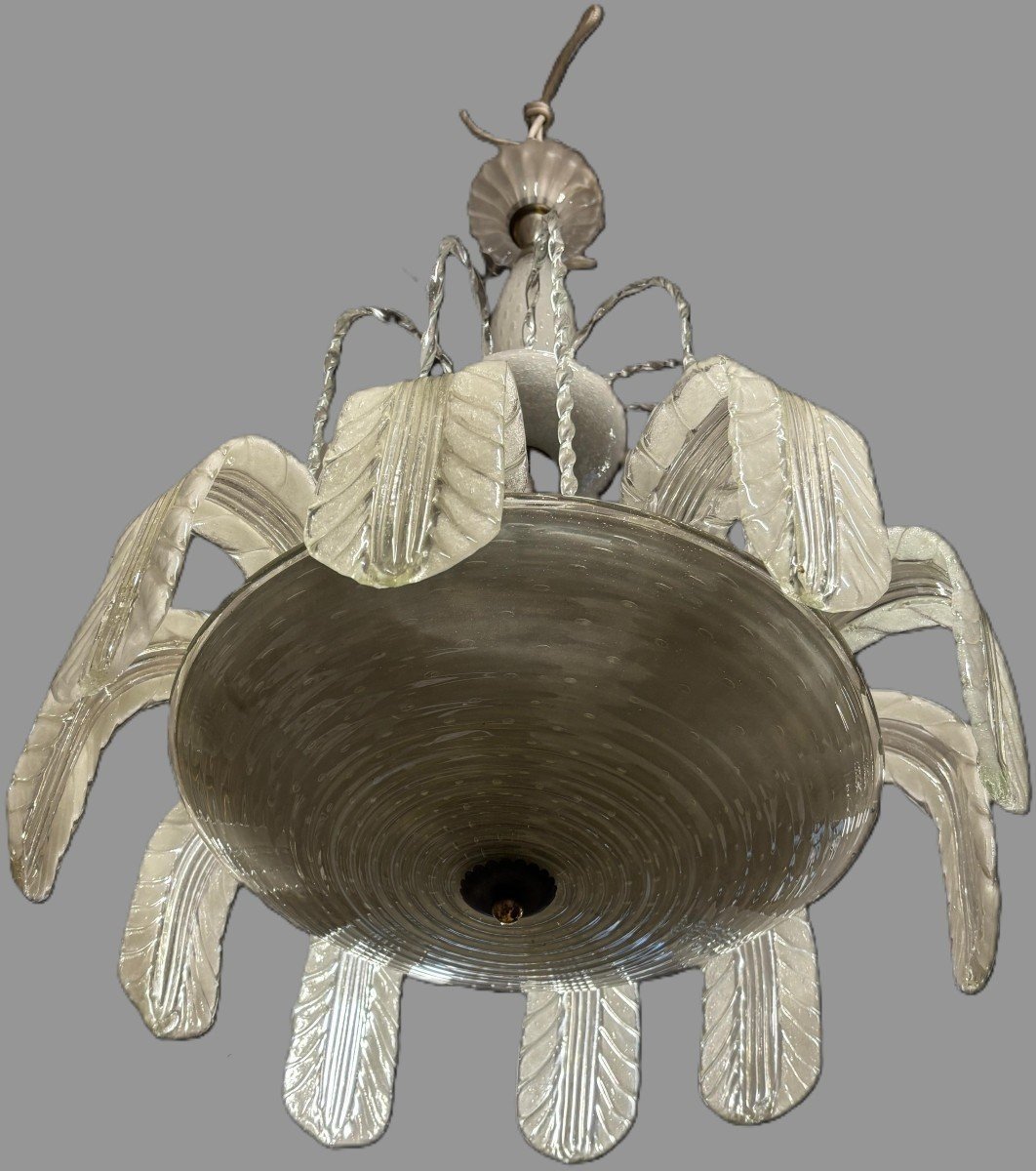 Barovier E Toso Chandelier In Murano Glass And Brass, 1930, Italy-photo-3