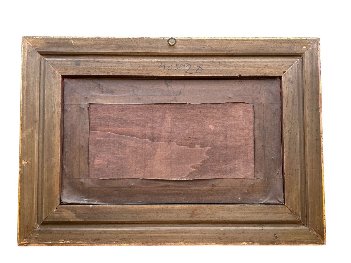 Paysage fluvial, huile sur panneau, XXe siècle.-photo-4