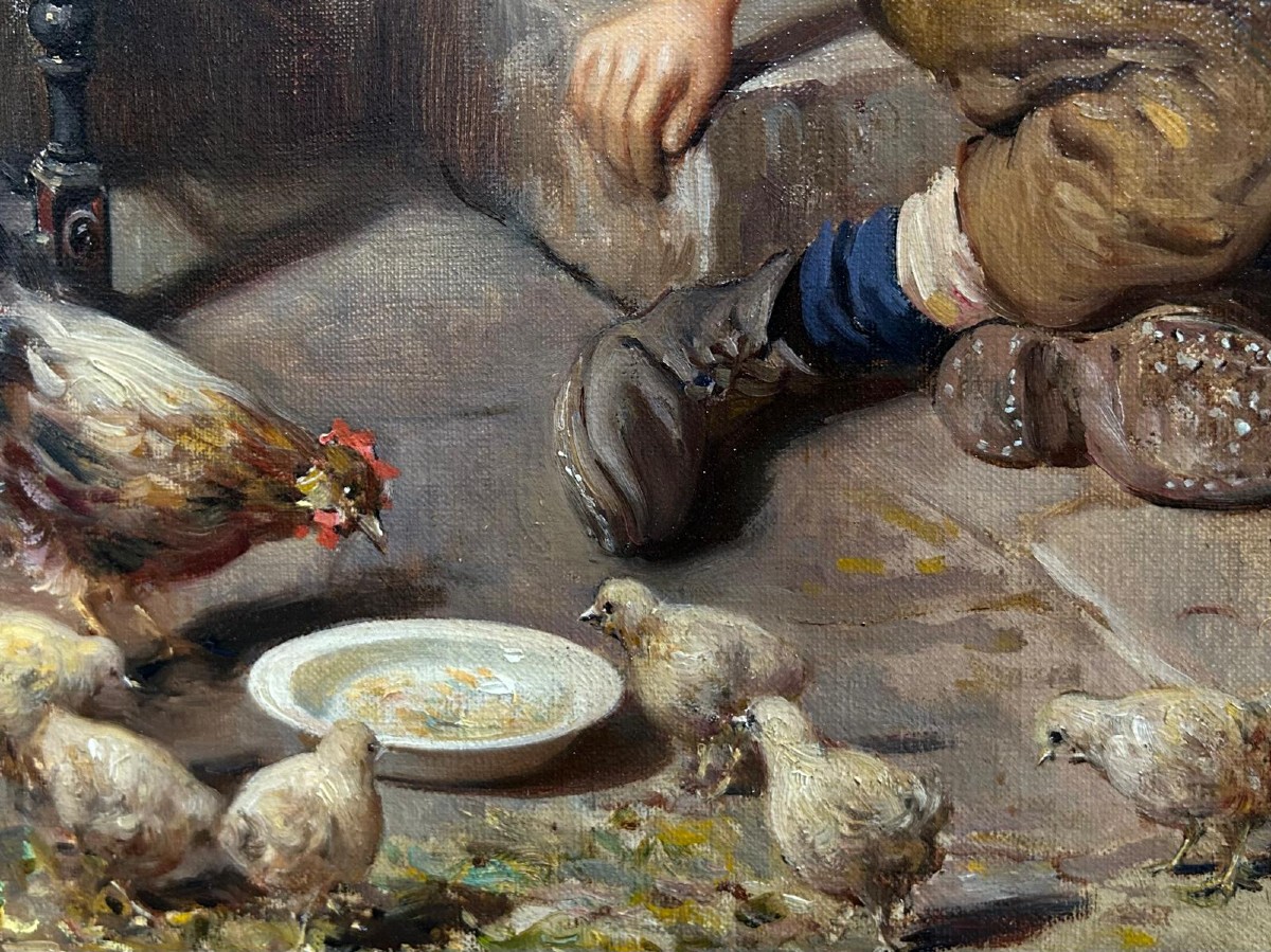 Scène familiale dans un intérieur paysan-photo-3