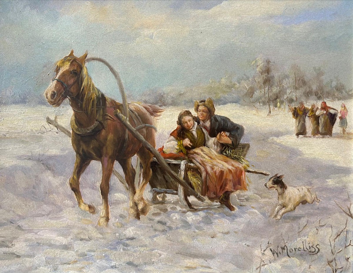 Paysage d'hiver, signé W. Morelliss, XIXe siècle.-photo-2