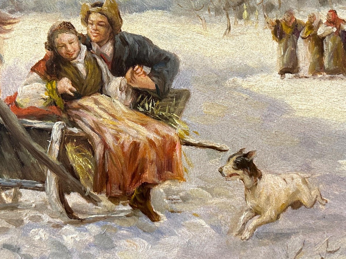 Paysage d'hiver, signé W. Morelliss, XIXe siècle.-photo-3