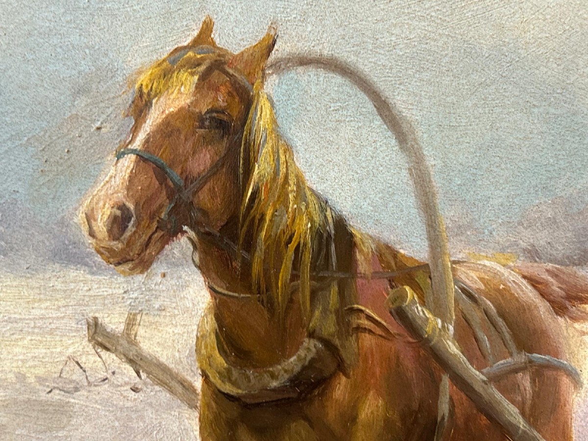 Paysage d'hiver, signé W. Morelliss, XIXe siècle.-photo-4