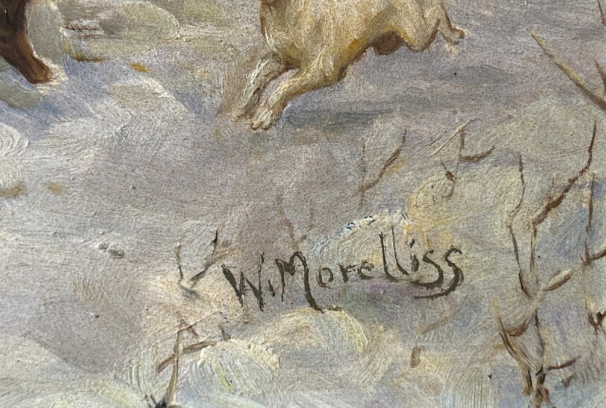 Paysage d'hiver, signé W. Morelliss, XIXe siècle.-photo-1