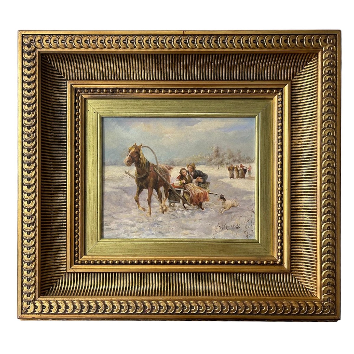 Paysage d'hiver, signé W. Morelliss, XIXe siècle.