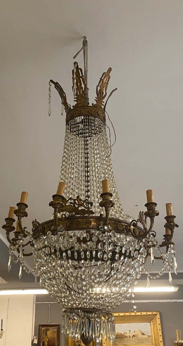 Large Bronze Balloon Chandelier.-photo-3