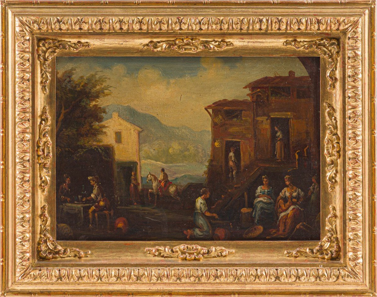 ÉCOLE D'ITALIE DU NORD DU XIXe SIÈCLE Scènes de genre-photo-3
