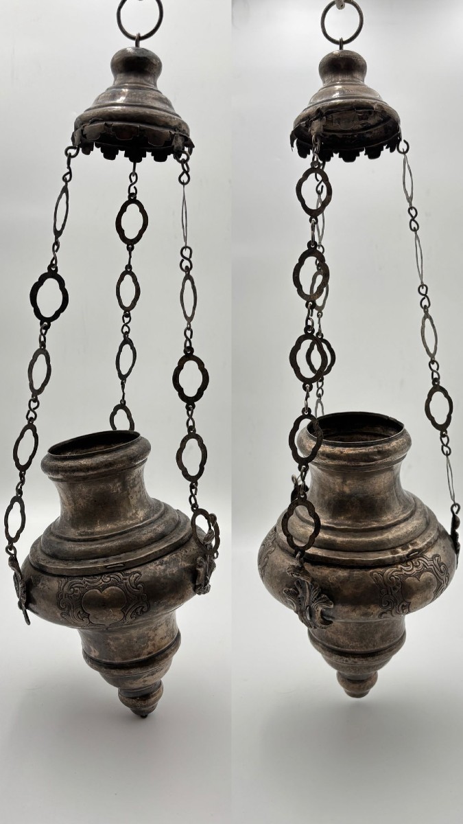  Pair Of Silver Votive Lamps  Palermo, 18th Century