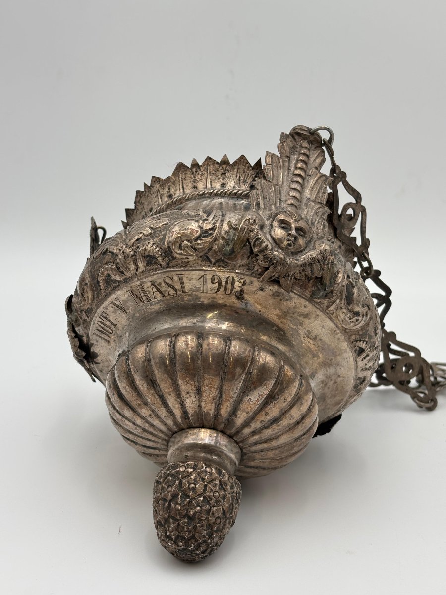 Solid Silver Votive Lamp  Southern Italy, Dated 1903-photo-2