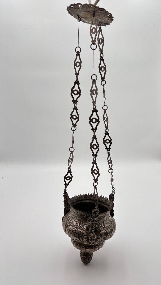 Solid Silver Votive Lamp  Southern Italy, Dated 1903-photo-3