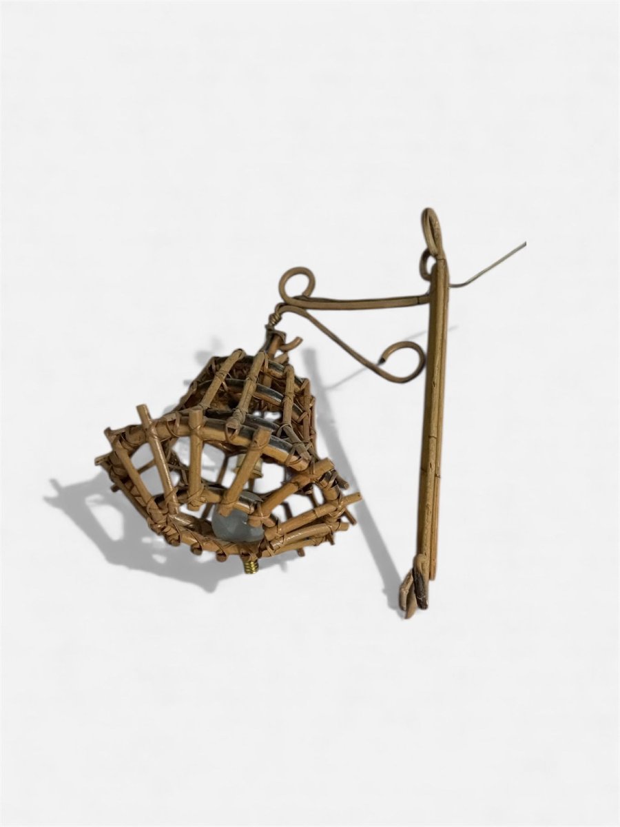Elegant Natural Rattan Wall Sconce, Attributed To Luis Sogno, One Of The Leading Figures In Ita-photo-1