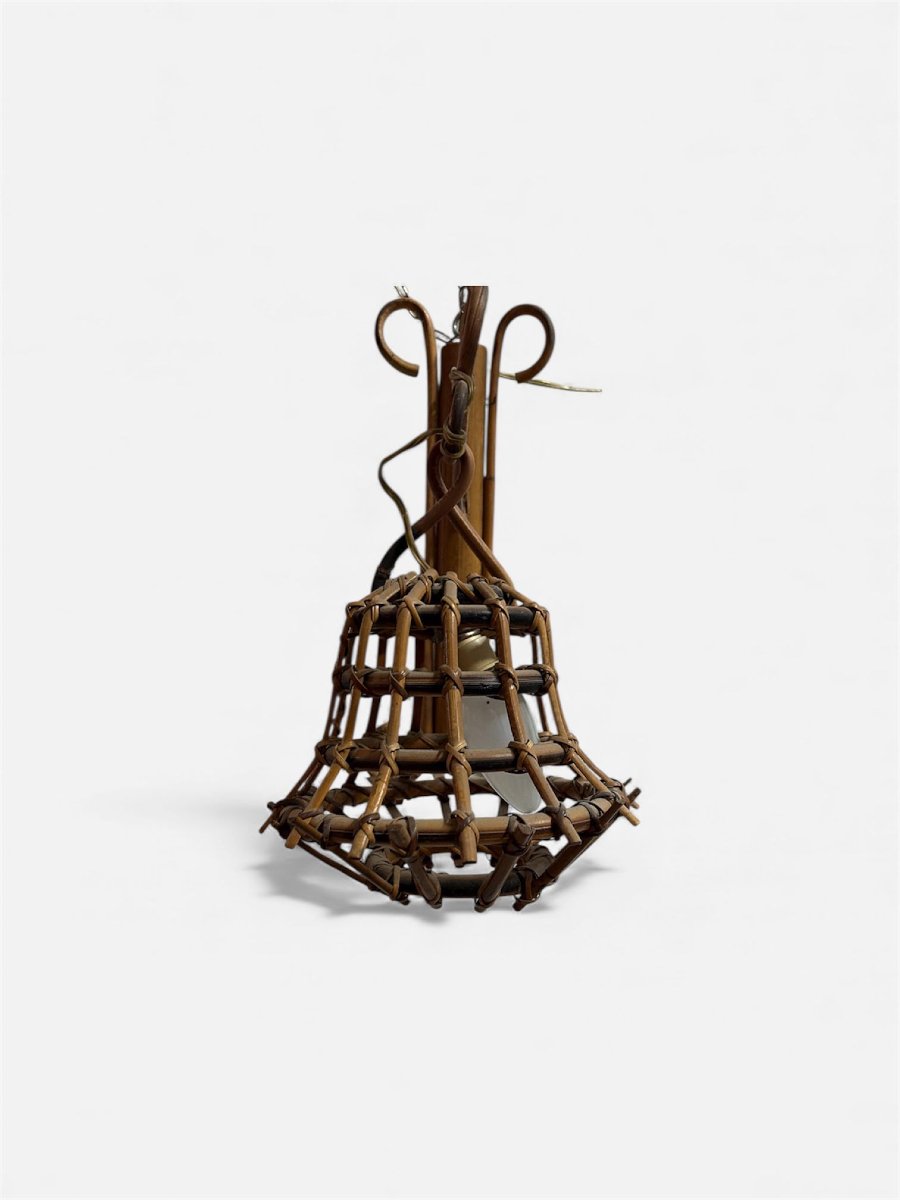 Elegant Natural Rattan Wall Sconce, Attributed To Luis Sogno, One Of The Leading Figures In Ita-photo-2