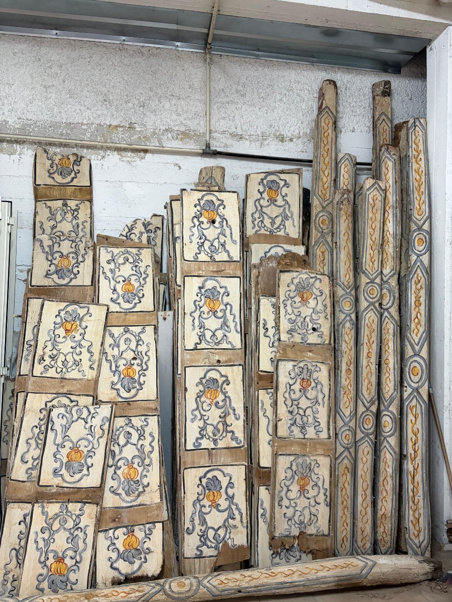 Plafond en bois peint ancien-photo-8