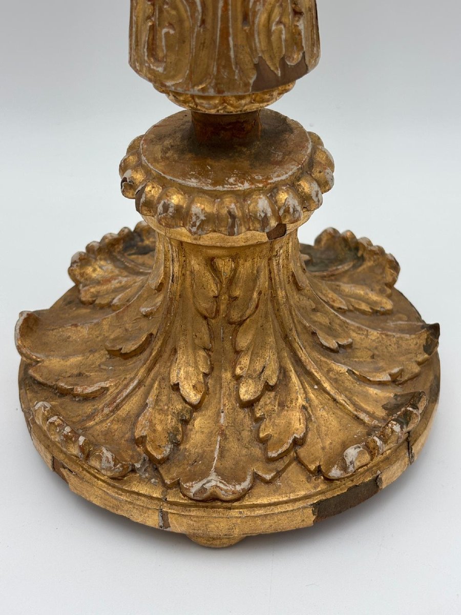 Pair Of Three-light Gilded Wooden Candelabra – Sicily, Late 18th/early 19th Century-photo-3
