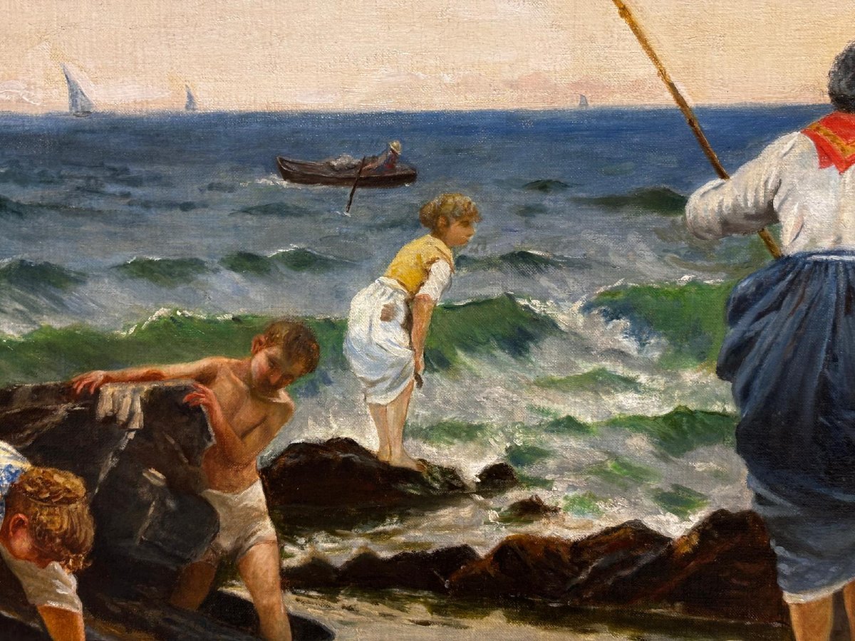 Coastal Scene With Figures – Seafood Harvest-photo-2