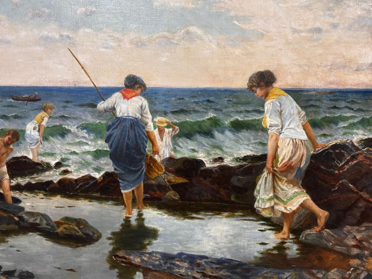 Coastal Scene With Figures – Seafood Harvest-photo-4