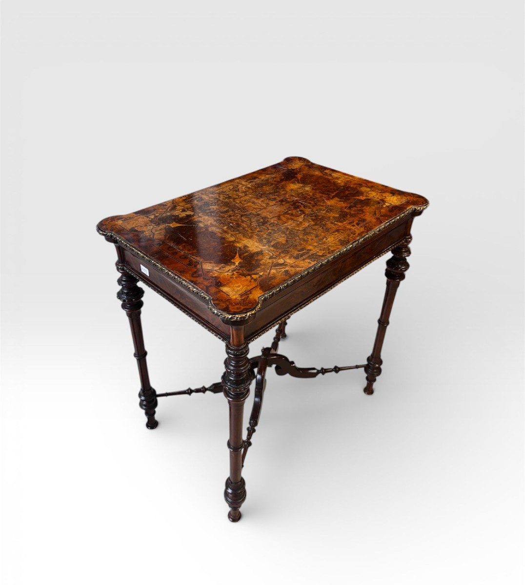 English Burl Elm Work Table  England, 19th Century-photo-4