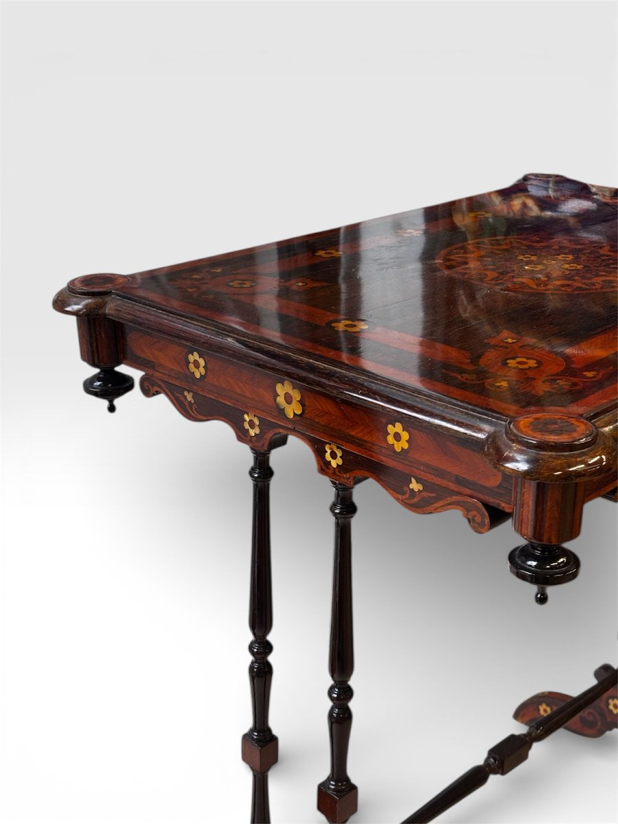 English Inlaid Coffee Table – Second Half Of The 19th Century-photo-3