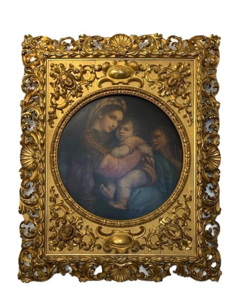 Tableau représentant la Vierge à l'Enfant (copie de la « Madonna della Seggiola » de Raphaël)-photo-1