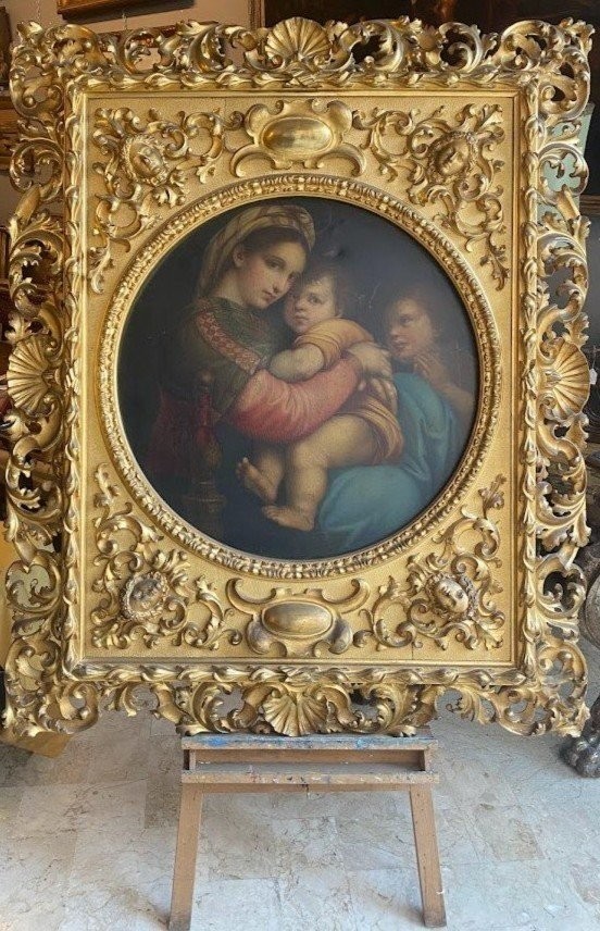 Tableau représentant la Vierge à l'Enfant (copie de la « Madonna della Seggiola » de Raphaël)