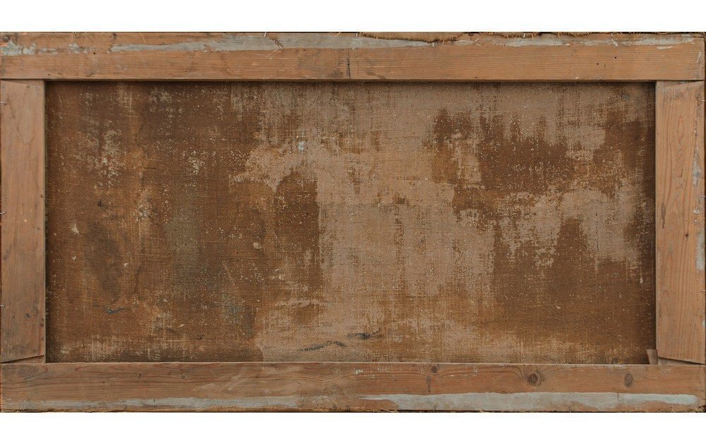 Huile sur toile représentant la vue de la Villa Valguarnera à Bagheria -photo-3