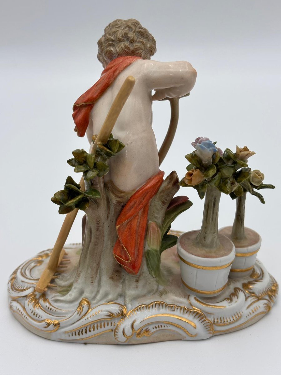  Chérubin de jardinage signé Acier – Meissen-photo-3