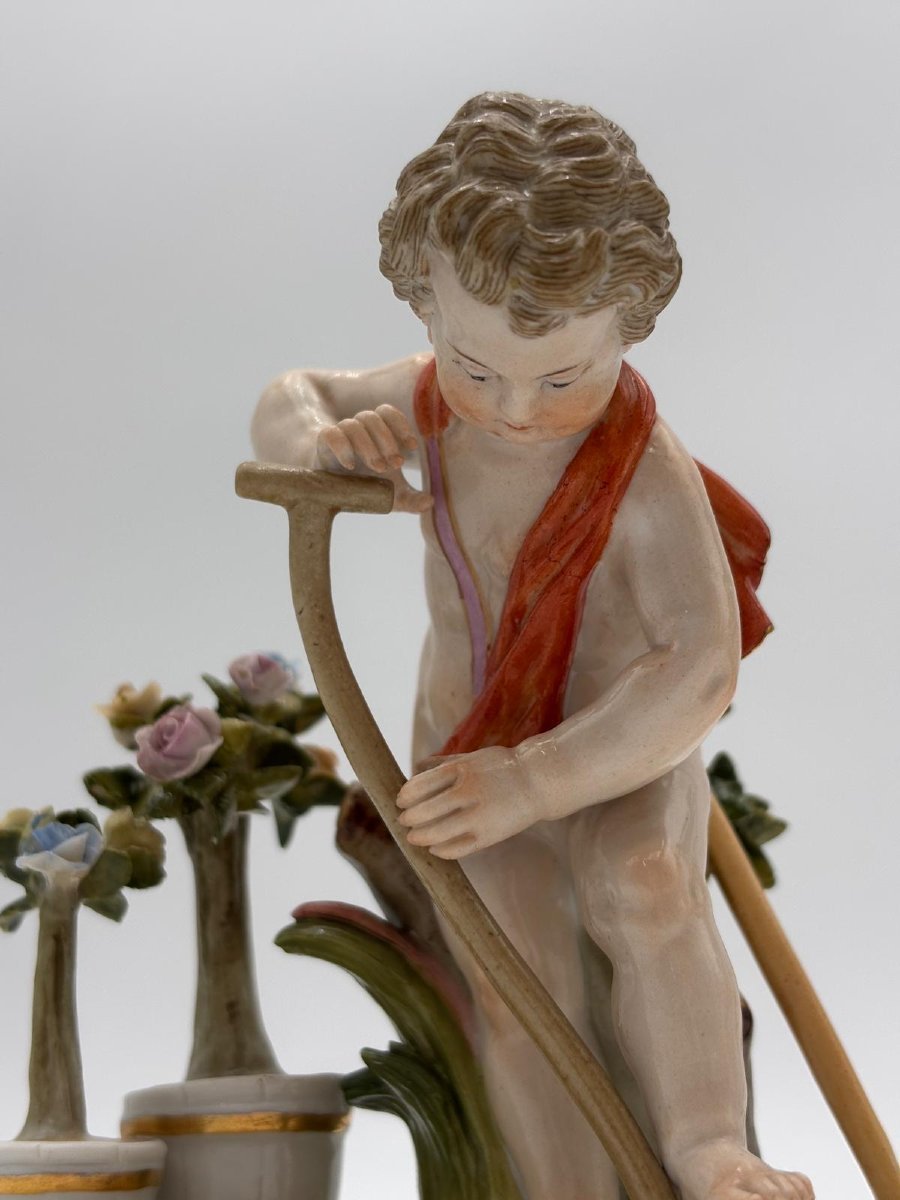 Chérubin de jardinage signé Acier – Meissen-photo-2