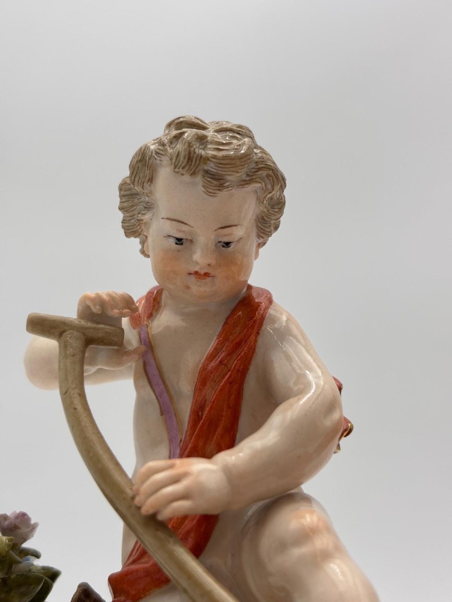  Chérubin de jardinage signé Acier – Meissen-photo-4