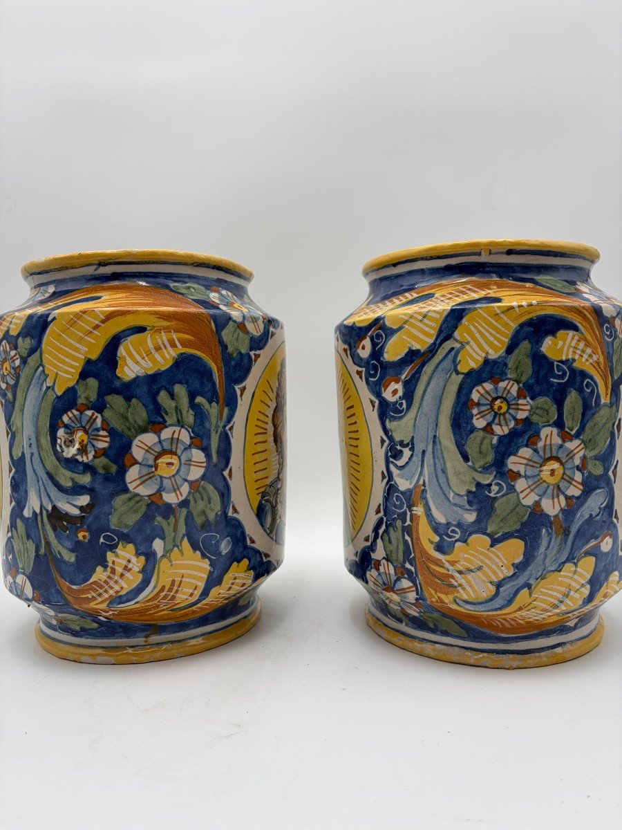 Paire De Cylindres « Caltagirone» XVIIIe Siècle-photo-2