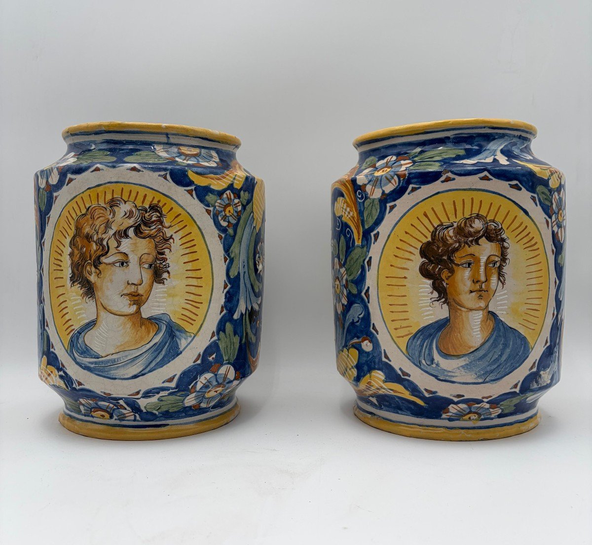 Paire De Cylindres « Caltagirone» XVIIIe Siècle-photo-7