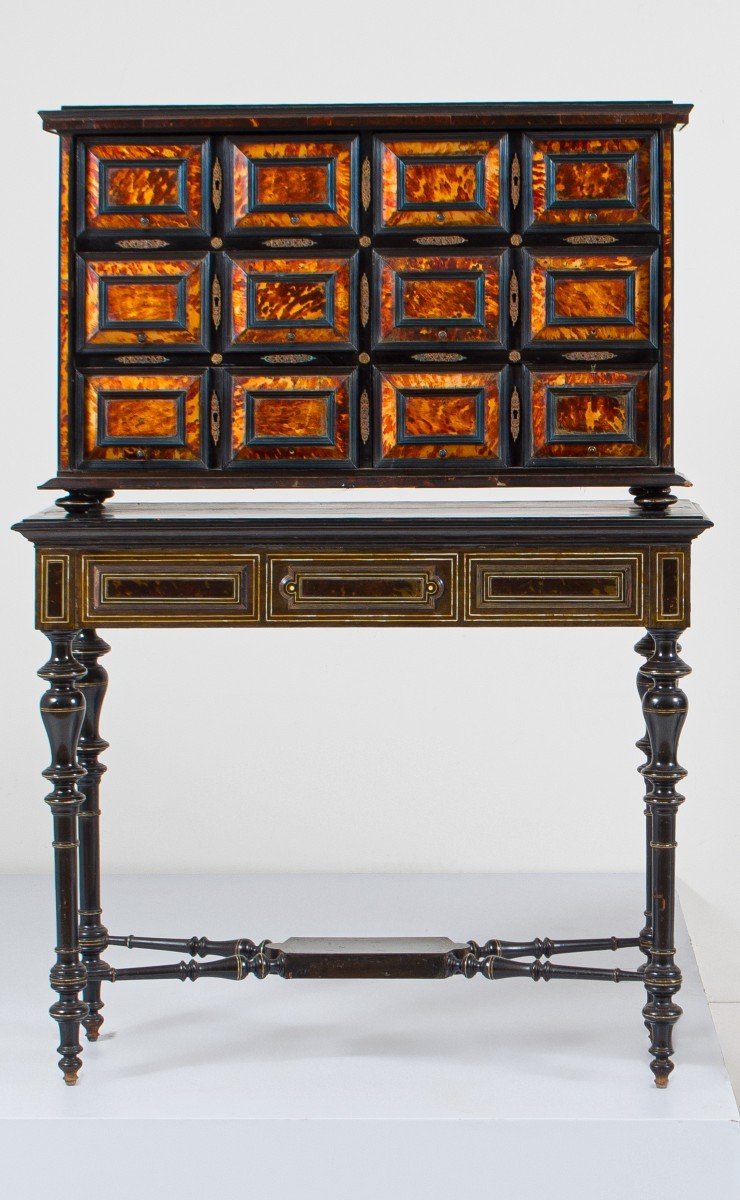 Paire de meubles à monnaie en bois noirci et tortue marine de la fin du XVIIIe siècle-photo-2